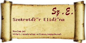 Szekretár Eliána névjegykártya